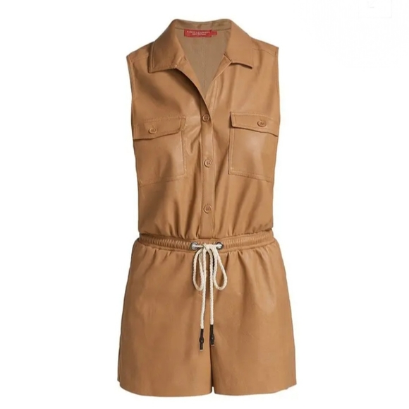 n.Philanthropy Stoke Faux Leather Romper in Camel Size XL NWT MSRP $198 - Picture 5 of 12